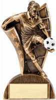 Female Soccer Trophy with Flag Backdrop